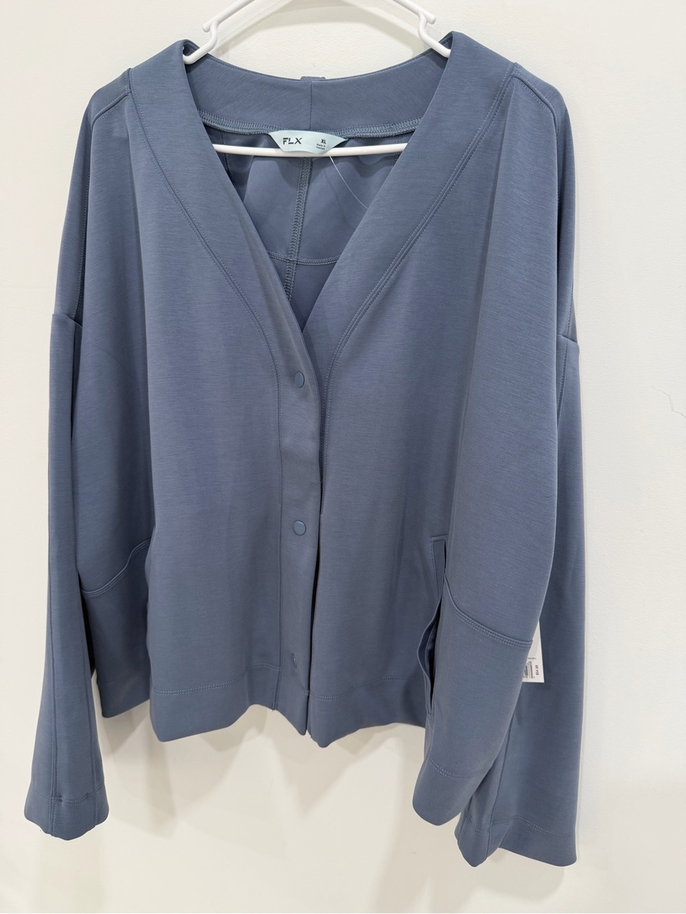 Uniqlo Slate Blue V-Neck Snap-Front Cardigan